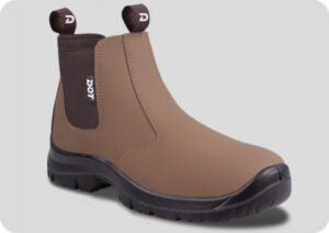 DOT Chelsea Boot Outback Brown Angled DOT Outback Chelsea Safety Boot